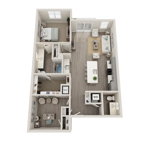a 3d floor plan of a residence
